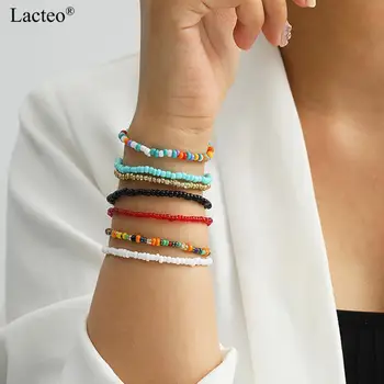 Lacteo Boheme Farverig Akryl Perler, Kæde armbånd Armbånd Erklæring DIY Fashion Sommer Strand Smykker til piger og Kvinder Gaver