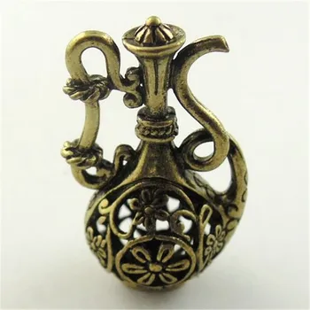 6stk/masse Engros-Antik stil bronze look blomster 3D hule vin pot Halskæde Vedhæng Smykker charme vedhæng Punk Gaver 08832