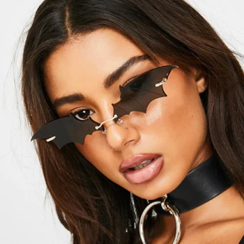 2020 Nye Hot Bat Kvinder Solbriller Mænd Luksus Brand Design Vintage Uindfattede Sort Sol Briller Til Kvinder Unikke Tendenser Briller