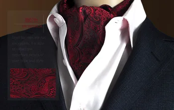 Ny Kvalitet Mænds Ascot Hals uafgjort Vintage Paisley Floral Hvid Silke Slips Cravat Uafgjort Kradser Selv Britisk stil