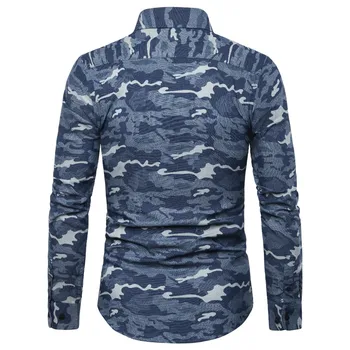 SWAGWHAT Camisa Masculina Herre Efteråret Udskrivning Shirts med Lange Ærmer Kjole Skjorte for Mænd i Camouflage Casual Skjorter Camisas Hombre