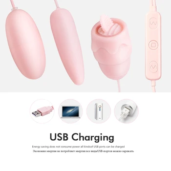 Tunge Vibratorer 20-Modes USB-Strøm Vibrerende Æg G-spot Massage Mundtlig Slikning Klitoris Stimulator sexlegetøj til Kvinder, sexlegetøj