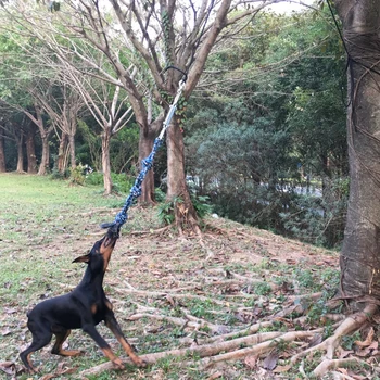 Foråret Pole Dog Reb Legetøj Offentlig Hængning Motion Reb Trække Tovtrækning Toy Muskel Builder for Hunde i Alle Aldre og Racer,