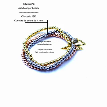 Lyn Zircon Micro Bane-Stik og Tre 4mm Kobber Perler Blandede Farver armbånd&Armbånd Kvinde Wrap Smykker Smykker Gave