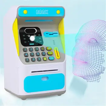 Mini ATM Money Bank med Elektronisk Lås ansigtsgenkendelse Automatisk Rulle Papir Penge & Mønt For Børn, Teenagere Drenge Piger