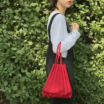 Damer nye personlighed rynke indpakket canvas taske Japan og Sydkorea, stil, Shopping skuldertaske kvinder Fold-Over taske Casual