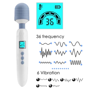 VATINE 36 Speed Magic Wand Opvarmet G Spot Vibrator Klitoris Stimulering LCD-AV-Stick Vibrator Kvindelige Onani Massageapparat