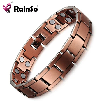 RainSo Vintage Kobber Magnetiske Armbånd til Mænd / Kvinder 2 Rækken Magnet Sund Healing Terapi Bio Energy Armbånd Mode Smykker