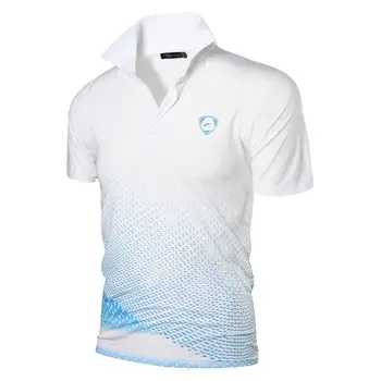 Jeansian Mænds Sport Tee Polo Shirts POLO Poloshirts Golf Tennis Badminton Dry Fit kortærmet LSL195 WhiteBlue2