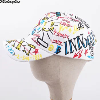 [Meltryllis]Ny Sommer Street Dance og Hiphop-Kasketter Par Snapback Hat Graffiti Trykt Baseball Cap Til Mænd, Kvinder Casquette hat