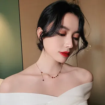 2020 ny klassiker Pentagram Stjerne Vedhæng Halskæde Syd Korea sexet kvindelige smykker mode hals smykker studerende kravebenet kæde