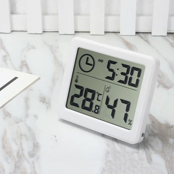 Nye Ankomst Indendørs Termometer Hygrometer Digital Display Værelse Luftfugtighed Meter Ur Trådløs Temperatur Sensor Til Måling Af Værktøjer