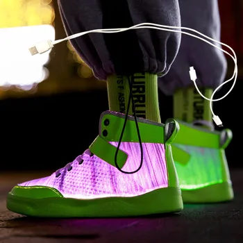 Størrelse 36-46 Nye Sommer Efterår Led Fiberoptiske Sko til piger, drenge, mænd, kvinder USB-Genoplade glødende Sneakers Mand lyser sko