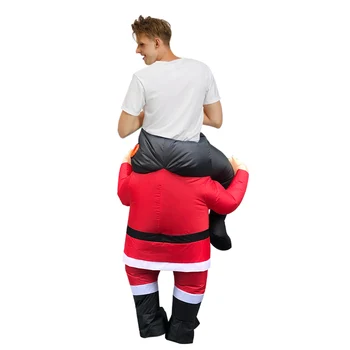 Voksen Santa Claus Bære på Mig, Oppustelige Kostumer, Fest Kjole Jul Cosplay Kostume Sjov Ride På mig med Falske Ben Tøj