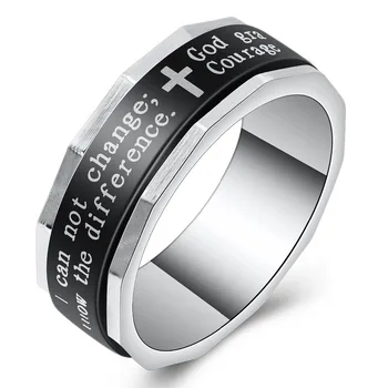 Mode Smykker Finger Ringe Sort Rustfrit Stål Kors Mænd Ring Jesus Bibelen Religion Smykker Gave til Mand