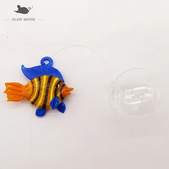 Håndlavet glas flydende boble fisk Figur akvarium indretning tilbehør vedhæng mini Japansk Stil over havet Tegnefilm dyr statue