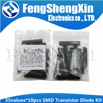 35values *10stk= 350pcs SMD Transistor Diode Sortiment Kit S9013 S9015 BAT54 MMBT3906 M1, M4 og M7 LL4148 1N4148 1N5819 BAV99