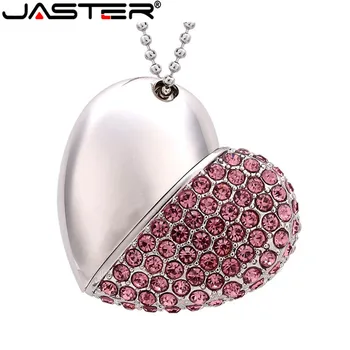 JASTER Krystal hjerte USB-Flash Mini-Pendrive, USB 2.0 64GB 32GB, 8GB 16GB 4GB Cle USB-Valentine ' s Day Gave Pen-Drev