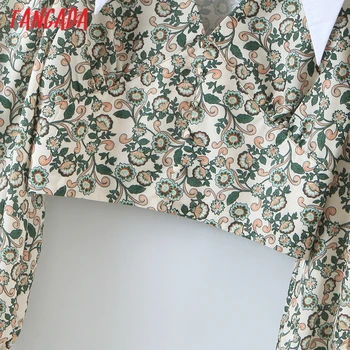 Tangada Kvinder Retro Blomster Print Afgrøde Shirt med Lange Ærmer Peter Pan Krave Kvindelige Slim-Shirt, Toppe SL126