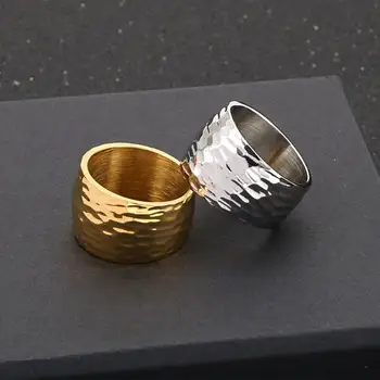 Fongten Vintage Bølge Ring til Mænd i Rustfrit Stål Bredt Stor Gotisk Stil Ringe Mænds Mode Smykker