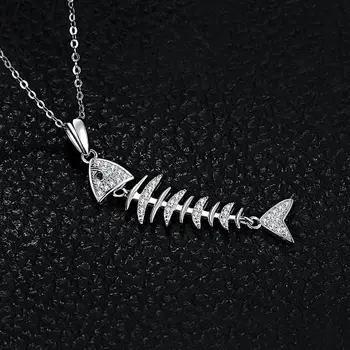 JewelryPalace Unikke Heldig Fishbone Cubic Zirconia CZ 925 Sterling Sølv Vedhæng Uden Kæde Kvinder Smykker