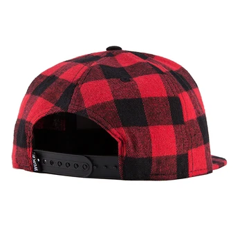 KLIMA-Rød Plaid Snapback Cap Kvinder Plaid Hat Cap Mode Kontrol Bomuld No Logo Hat Caps Classic Kontrol, Cap, Hat for Mænd