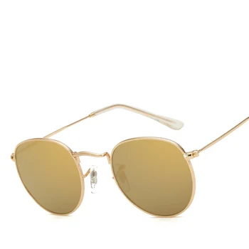 Retro Runde Solbriller Kvinder Brand Designer Pink Spejl solbriller vintage Metal Luksus Kvindelige Nuancer UV400