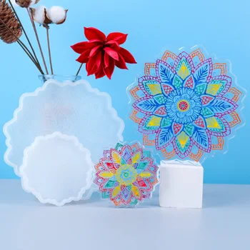 Blomst Silikone Skuffe Skimmel Cherry Sun Flower For DIY Coaster Kompot Harpiks Skimmel Epoxy Crystal Coaster Kunsthåndværk Støbeform