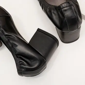 ALLBITEFO bløde, naturlige ægte læder komfortable kontor damer sko høje hæle kvinder mode-høj hæl sko hæle kvinder