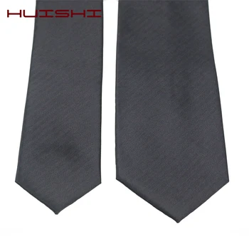 HUISHI Nye Cravat 6cm Tynde Bånd Slank Stribet Check Fast Mørk Grå 8cm Hals Slips For Mænd Fashion Business Bryllup Tørklæder
