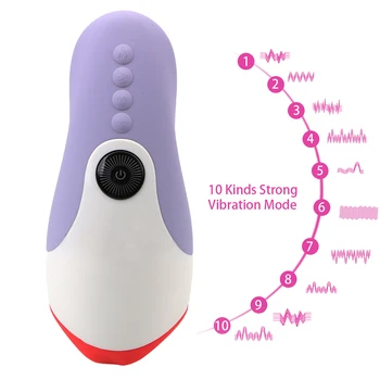 Deep Throat Oral Sex Machine Masturbation Vibrator Male Masturbation Cup Blowjobs 10 Speed Varme Sex Legetøj til Mænd