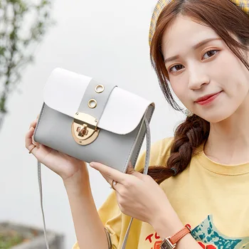 2020 koreansk Mode Nye Kontrastfarve Kvinders Taske Mode Kvinders Store Lock-One-Shoulder-Messenger Taske