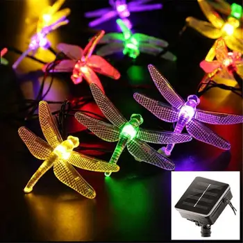 Led Solar String Lys Multi-farve Fiberoptiske Dragonfly Lys, String Lys Batteri Guirlander Haven Jul Udendørs Dekoration