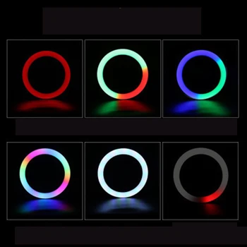 RGB Farverige LED Lys Ring 10 Tommer 160CM Stå Rainbow Ringlight USB Med Telefonen Stå 16 Lyse Farver Til Live Broadcast Foto