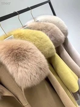IHOBBY Høj Kvalitet i Uld Kvinder Stor Ræv Pels Krave Vinter Frakke Fashion 2019 Uldent Bælte Frakke