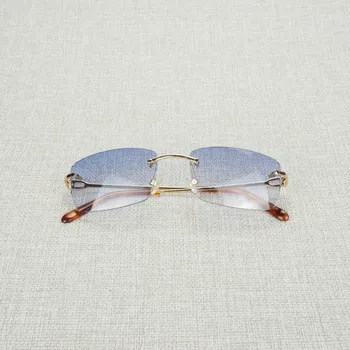 Vintage Uindfattede Square Solbriller Mænd Kvinder Metal Frame Klare Glas Optisk Linse Oculos Gafas for Club Kørsel Tilbehør