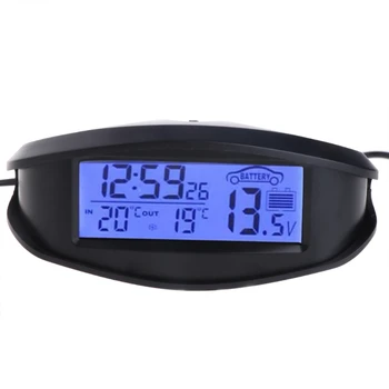 Digital Bil I & Udendørs Termometer Voltmeter Tid Alarm Baggrundslys EC98 77UD