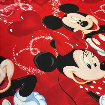 Red minnie mickey mouse talsmanden sæt twin sengetøj fuld queen, king size bomuld, dyne låg fladt lagen, pudebetræk, 3/4/5pc
