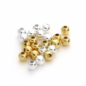 100pcs/masse Kobber Runde Spacer Perler, 3mm 4mm 6mm Runde Guld/hvid Guld/Sølv Farve Løse Perler til gør det selv Smykker at Gøre Resultaterne