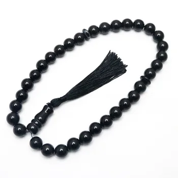 Original sort agat runde dekorative perler 33 Islamiske rosenkrans muslimske rosenkrans tasbih smykker rosenkrans misbaha gratis fragt