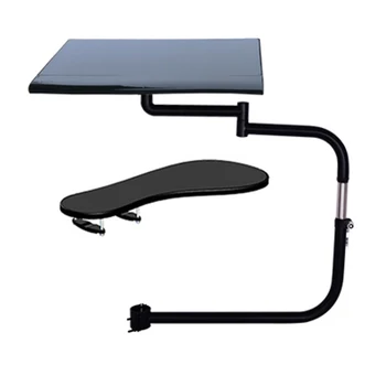 OK010 Multifunktionelle Fuld Bevægelse Stol Fastspænding Tastatur Støtte Laptop Desk Holder Musen Pad Rustfrit stål 20kg