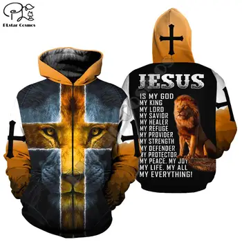 PLstar Kosmos Kristne Katolske Jesus Retro Streetwear hættetrøjer Mode Pullover 3D Printet Zip Hættetrøjer/Sweatshirts dropshipp