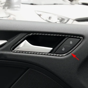 Ægte Carbon Fiber Indvendige dørhåndtag Døren Skål Dekorative Dække Trim For Audi A3 8V 2016