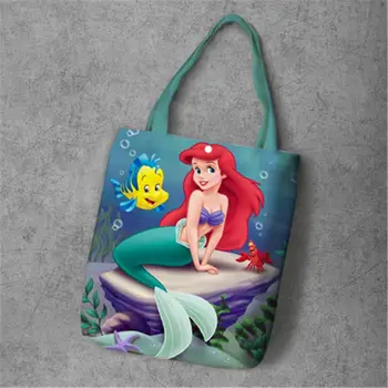 Disney arial prinsesse Høj kapacitet Tegnefilm havfrue Lærred Totes shopper shopping taske lady taske til frossen skulder