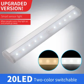20 Lysdioder LED PIR bevægelsesføler Lys, Garderobe Skab, Seng, Lampe LED Under Kabinet Nat Lys For Skab Trapper Køkken