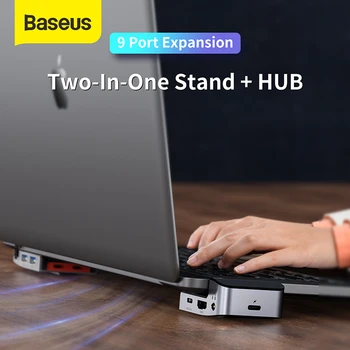 Baseus USB-C-HUB til 4K HD-Adapter i Dock USB 3.0 til MacBook Pro 3 USB-Splitter USB-C C-Typen RJ45 Indehaveren 9 i 1 Type C-HUB