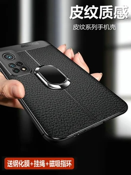For Xiaomi Mi 10T Pro Tilfælde Luksus Læder tekstur Med fod Ring Magnet Silikone tilbage dække sagen for xiaomi mi 10t 10tpro mi10t
