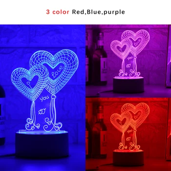 Dobbelt Hjerte 3D-Lampe Kreative Nat Lys Nyhed Illusion Nat Lampe Illusion Bord Lampe Til Hjemmet Dekorative Lys EU/USA