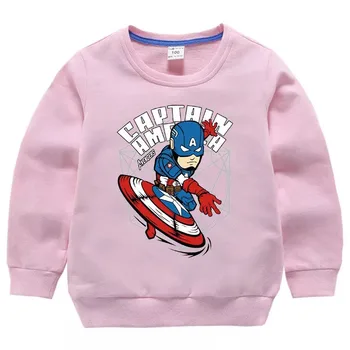 Dinsey Kids Baby Drenge Sweatshirt Efteråret Toppe Pige Tøj Tegnefilm Captain America Hætte Sweatshirt Med Lange Ærmer Pullover Hættetrøjer