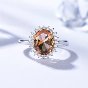 Kuololit Zultanite Gemstone Ring for Kvinder Massiv 925 Sterling Sølv Skabt farveskift Oval slebet Sten Ring Gaver Fine Smykker
